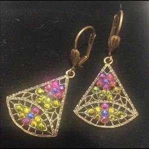 Gorgeous Ant.Gold & Crystal Filigree Euro Wire,NWT